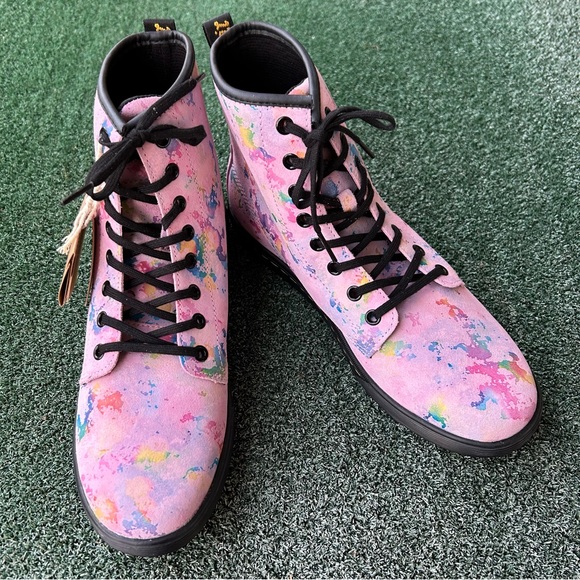 NWT Dr. Martens Sheridan Rainbow Suede Boot Pink 10 - Picture 5 of 14